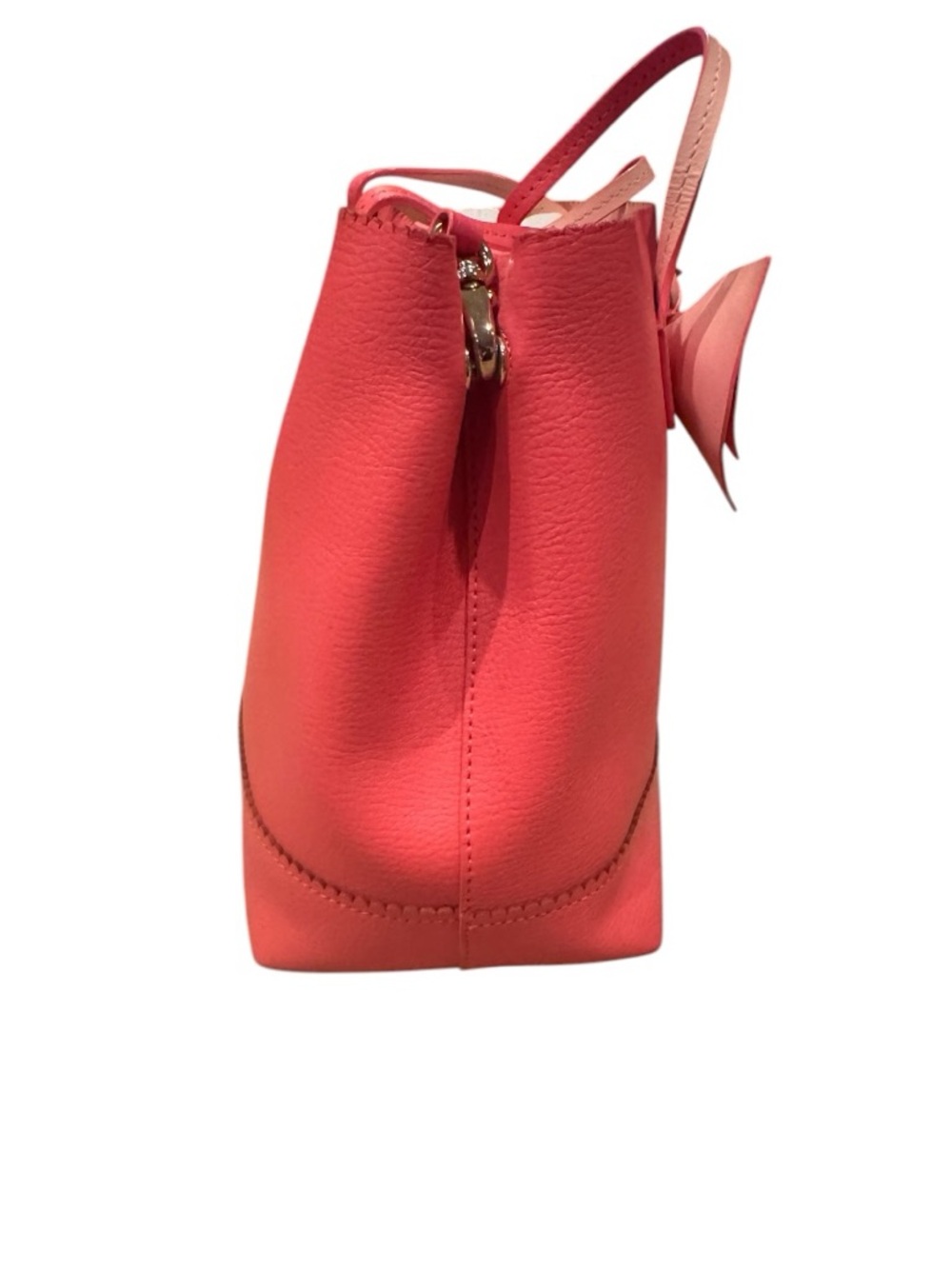 Kate Spade Vanderbilt Small Georgia Satchel Coral Bow Scalloped Leather Handbag - Picture 8 of 11